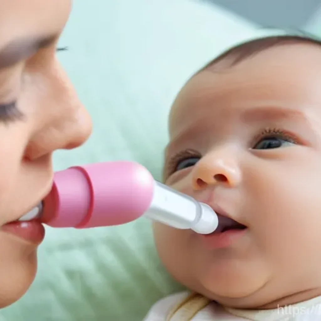 아이들의 체온 측정 방법과 적정 온도 - **Prompt for Baby with Rectal Thermometer:**
    "A heartwarming and tender scene of a parent (mothe...