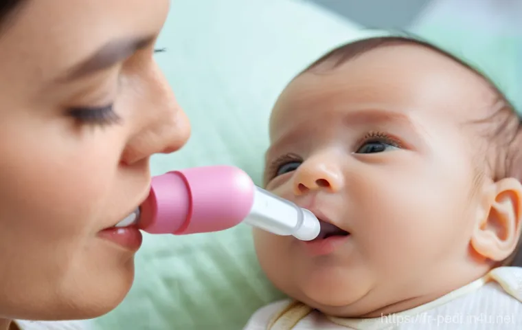 아이들의 체온 측정 방법과 적정 온도 - **Prompt for Baby with Rectal Thermometer:**
    "A heartwarming and tender scene of a parent (mothe...