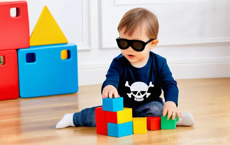 아이들의 약시 진단과 안경 선택법 - A proud 6-year-old child, smiling brightly, is trying on a pair of stylish, lightweight acetate glas...