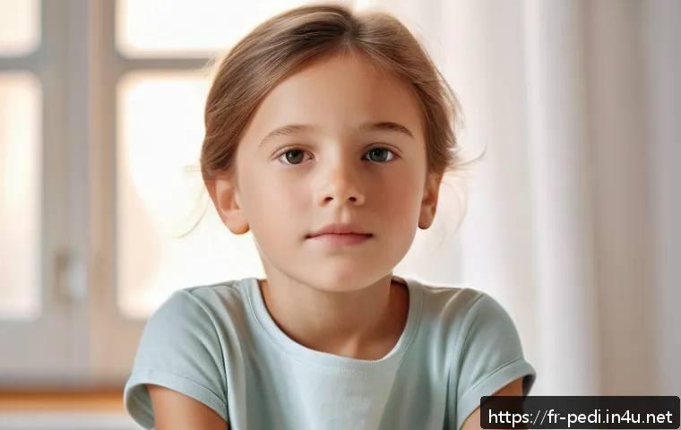 소아과에서 다루는 피부질환 종류 - A close-up portrait of a young child with sensitive skin showing mild redness and irritation around ...